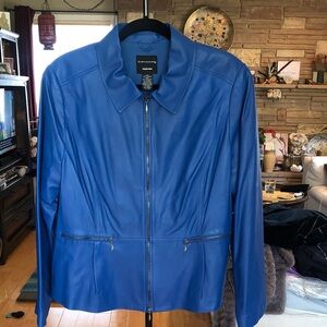 Doncaster Royal Blue Leather Zip Up/Down Jacket